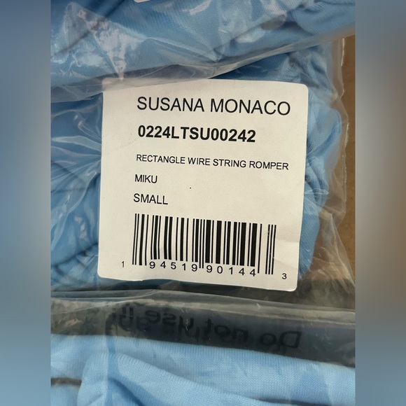 Susana Monaco NWT Rectangle Wire String Romper in Miku Light Blue (A09) - Picture 6 of 8